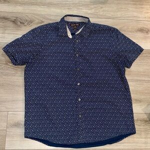 Michael Kors Navy Blue Patterned Men's Shirt Size XL